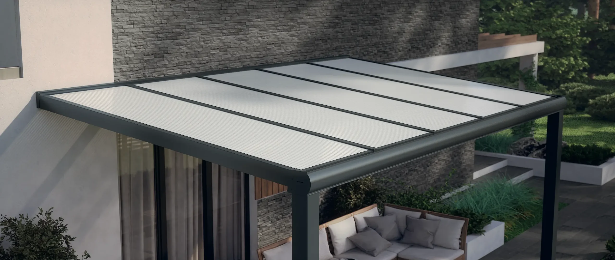 VSG Milchglas Terrassenüberdachung